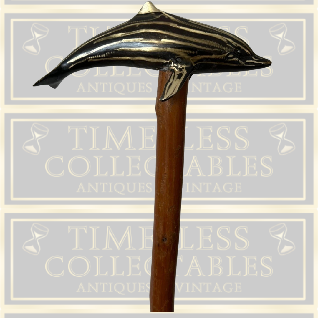 Vintage Walking Stick Dolphin Bronze Handle