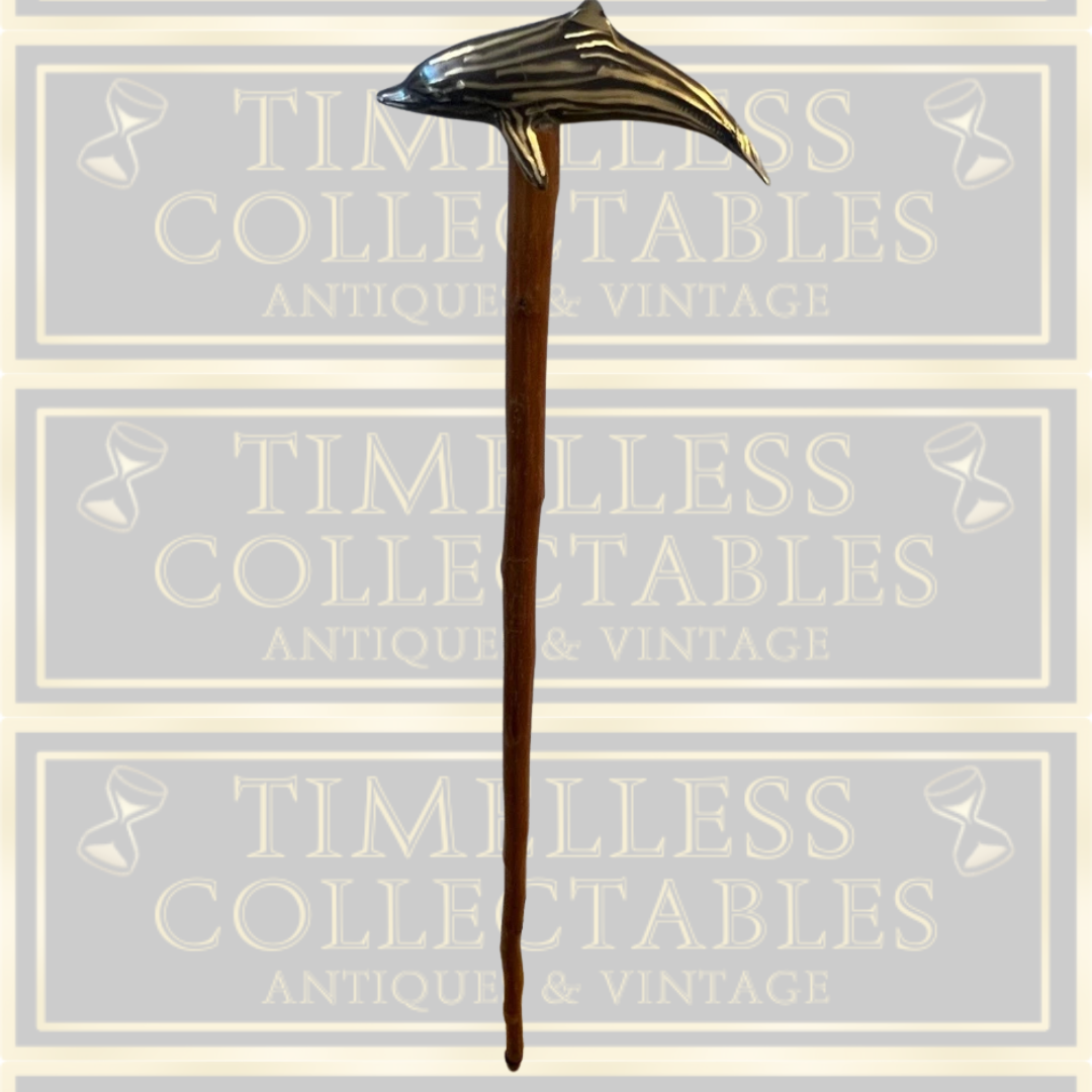 Vintage Walking Stick Dolphin Bronze Handle