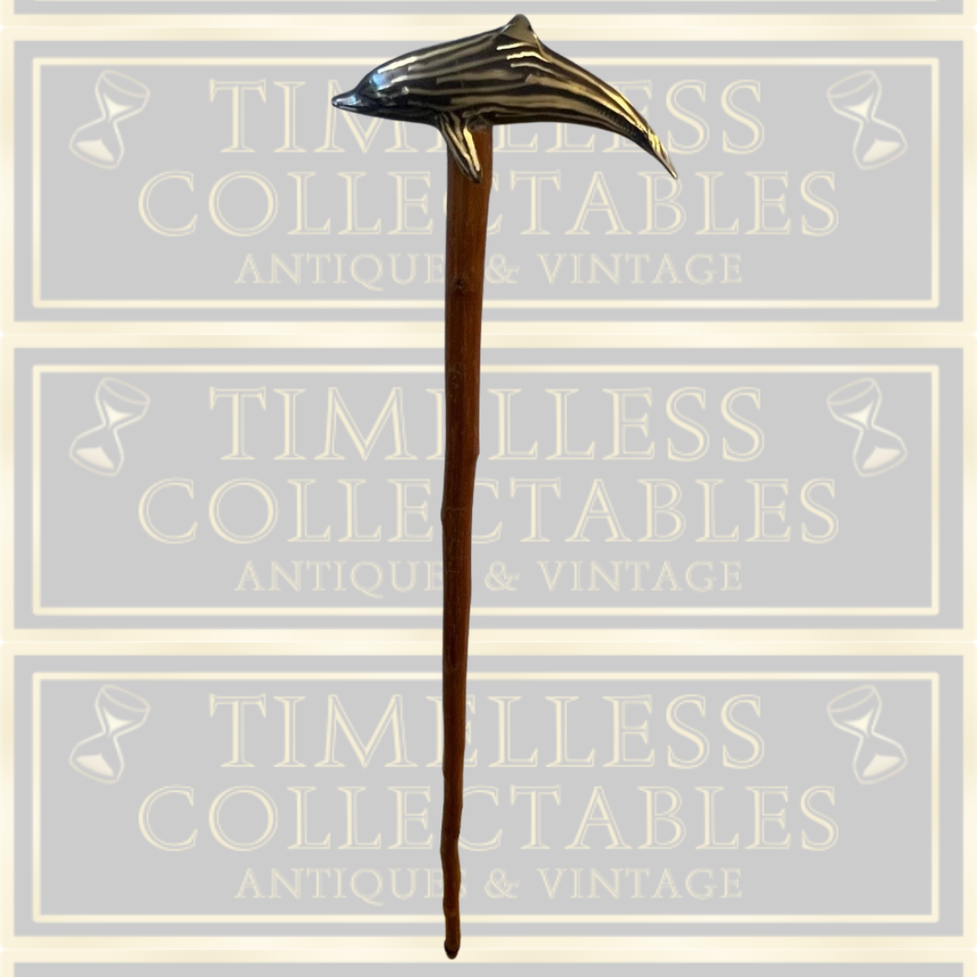 Vintage Walking Stick Dolphin Bronze Handle