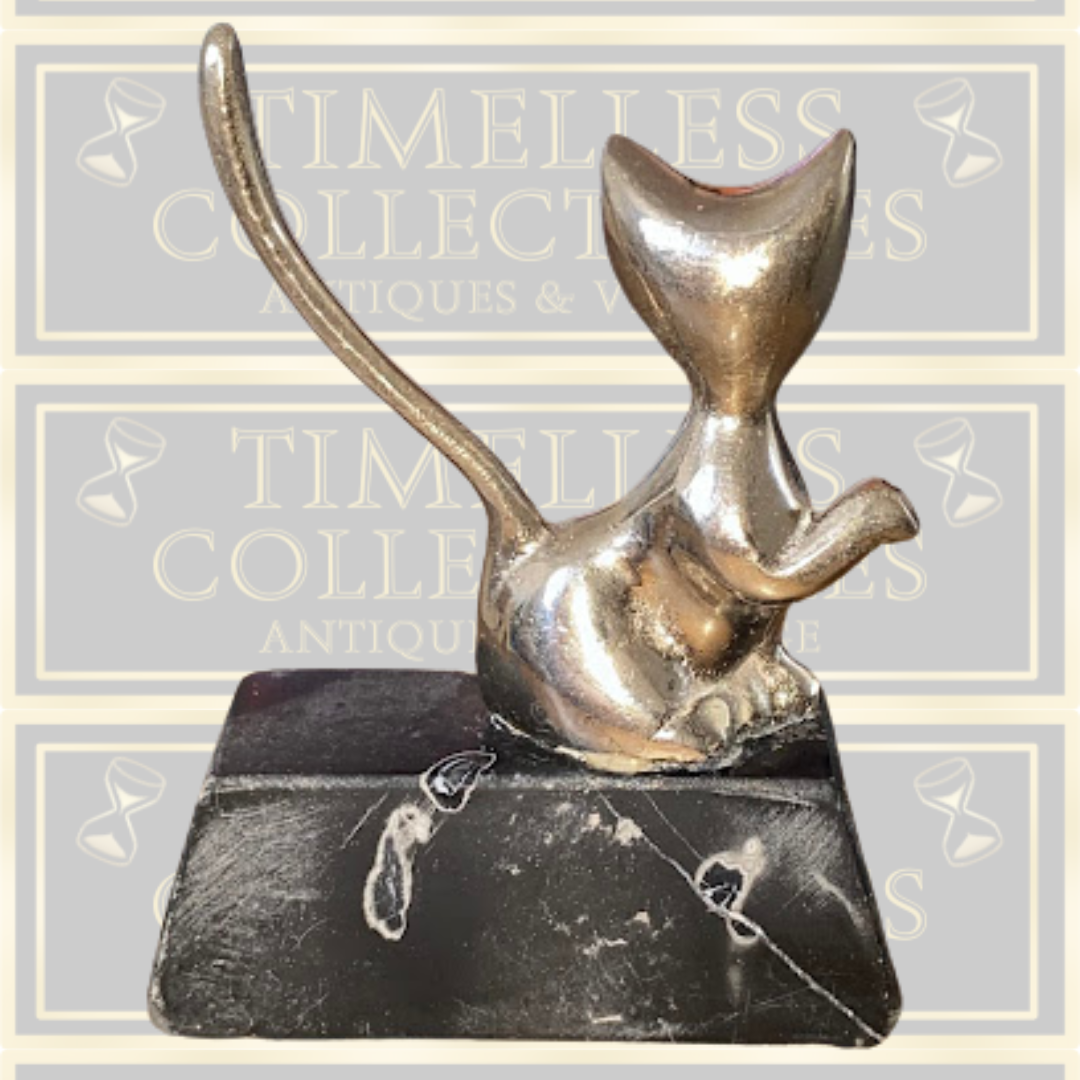 Vintage Silver-Plated Cat Ring Holder