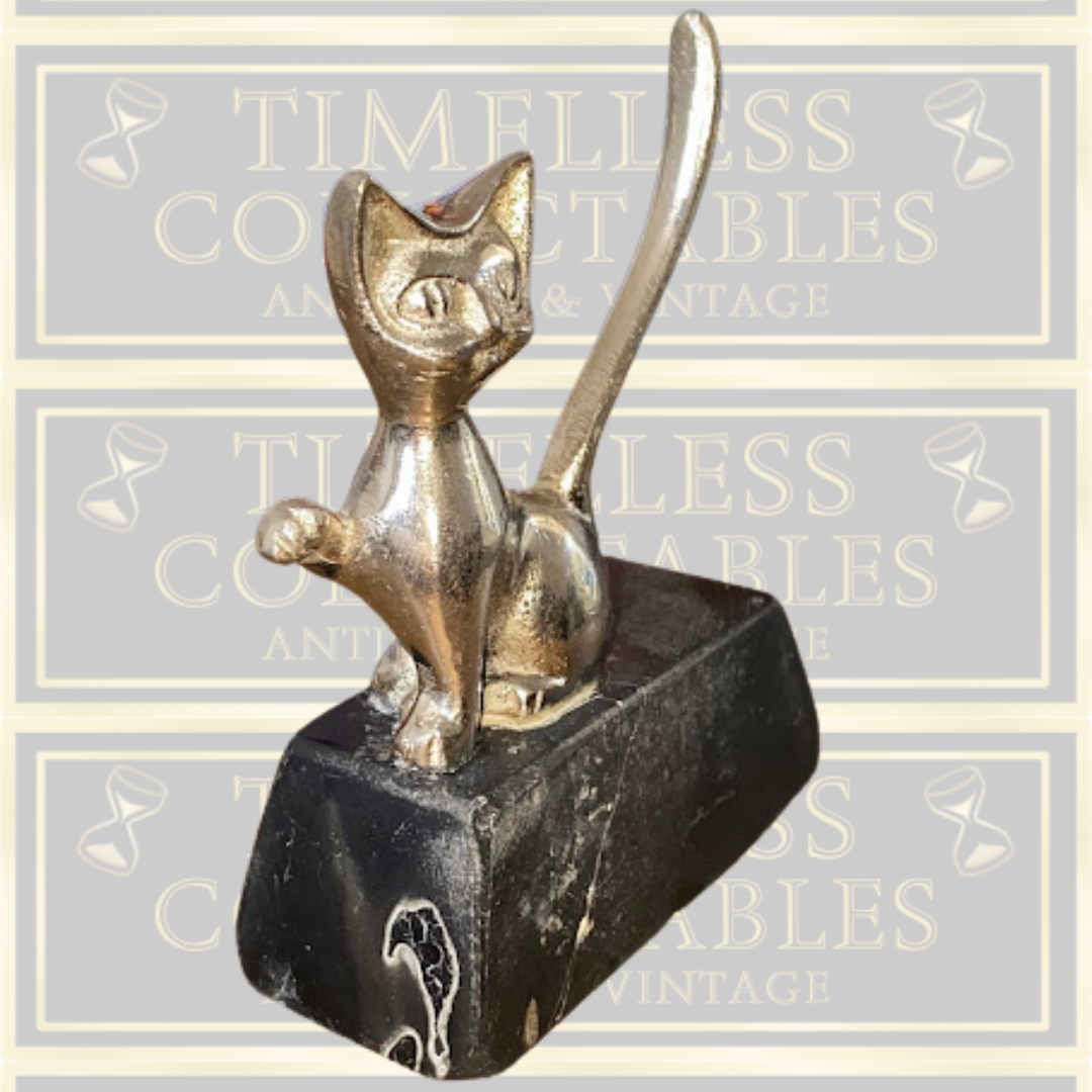 Vintage Silver-Plated Cat Ring Holder