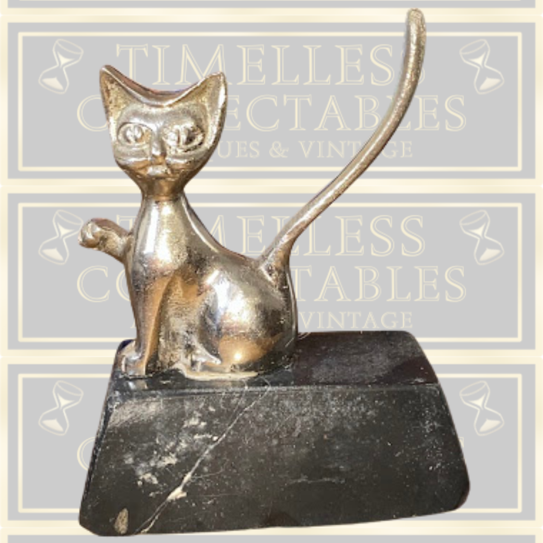 Vintage Silver-Plated Cat Ring Holder