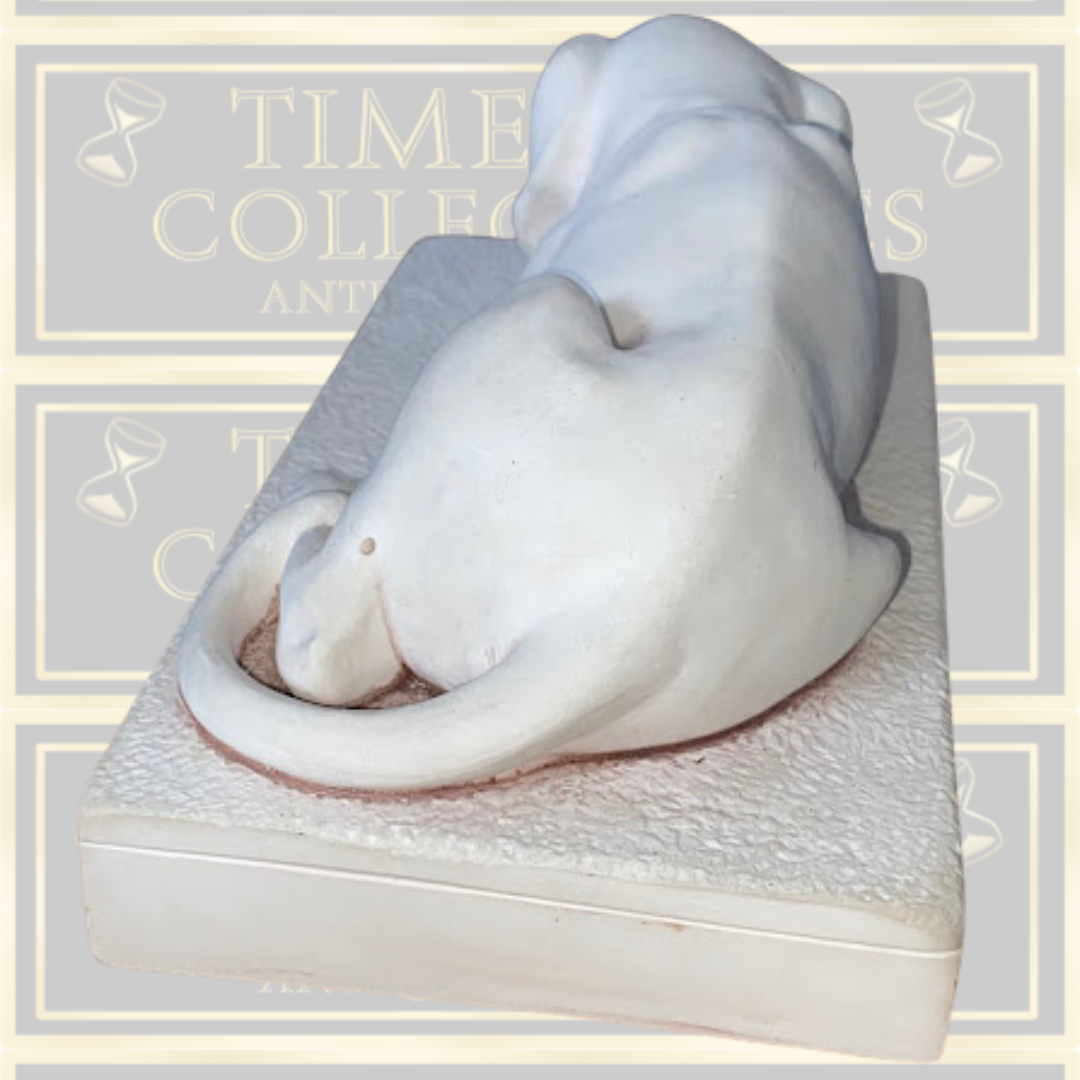 Vintage White Resting Dog Sculpture