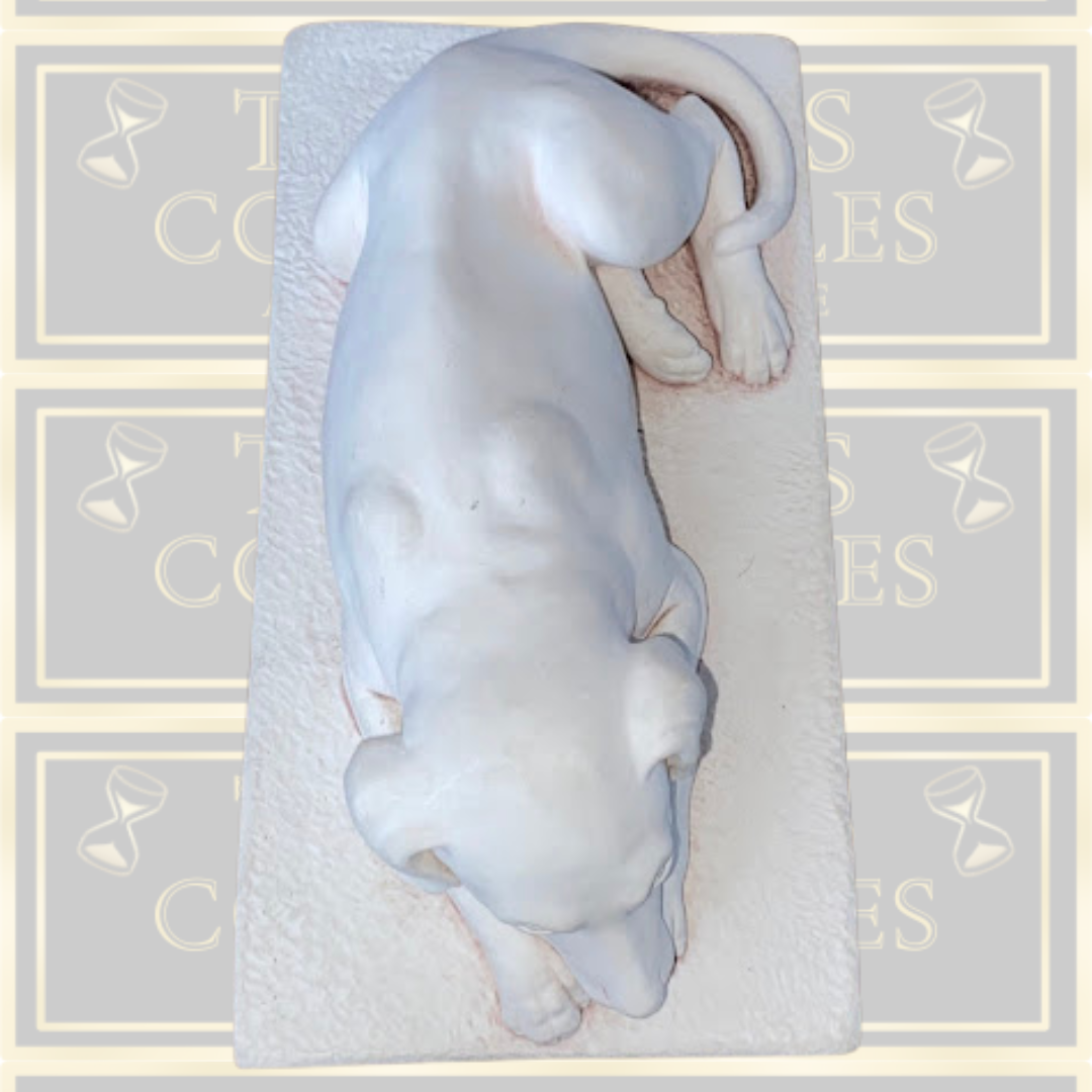 Vintage White Resting Dog Sculpture