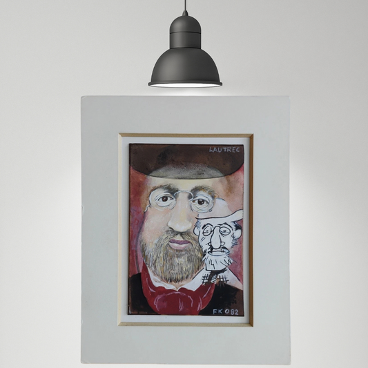 Vintage Frank Owen Portrait Painting Face Figures Bearded Man Hat Period