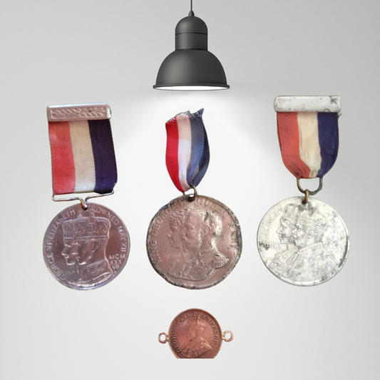 British Royal Antique Coronation & Jubilee Medals With Ribbons Geo V