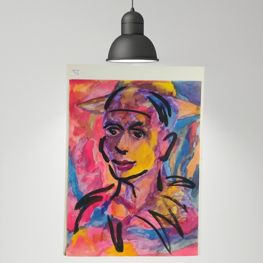 Bold Portrait Painting Bright Pink Broad Strokes Art Face