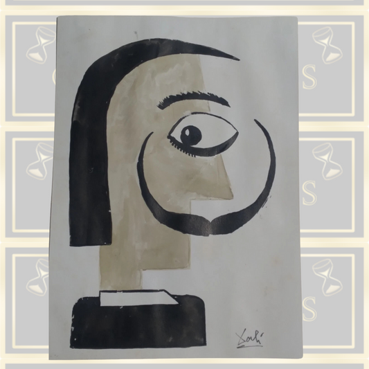 Salvador Dali Watercolor Art, Surreal Face