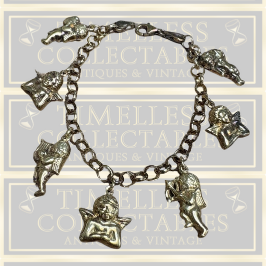 Vintage 925 Stamped Silver Charm Bracelet