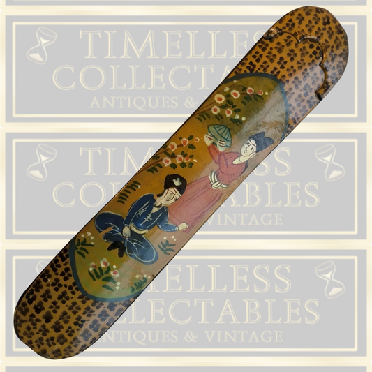 Antique Papier Mache Hand Painted Qalamdan Lacquered Pen Box