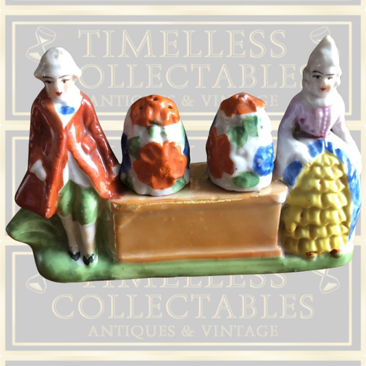 Antique Porcelain Salt And Pepper Set