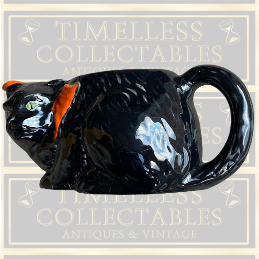 Vintage Art Deco Crown Ducal Black Cat Teapot