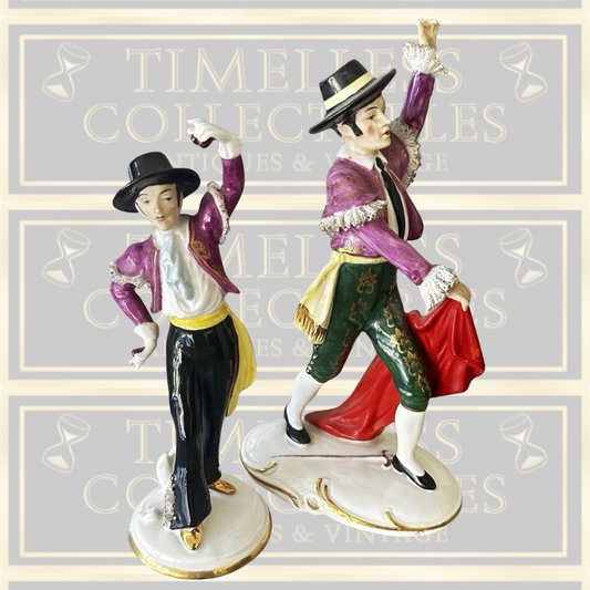 Two Vintage Dresden Lace Bullfighter And Flamenco Dancer