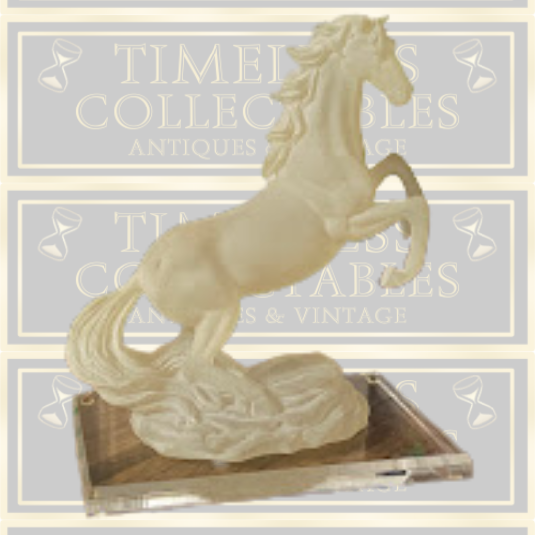Vintage Large Frosted Lucite Acrylic Horse