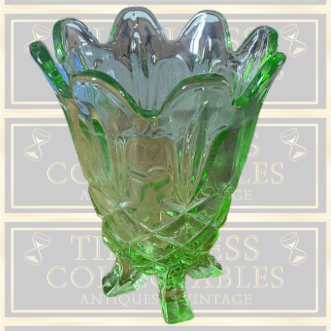 Art Deco Sowerby Large Green Glass Vase