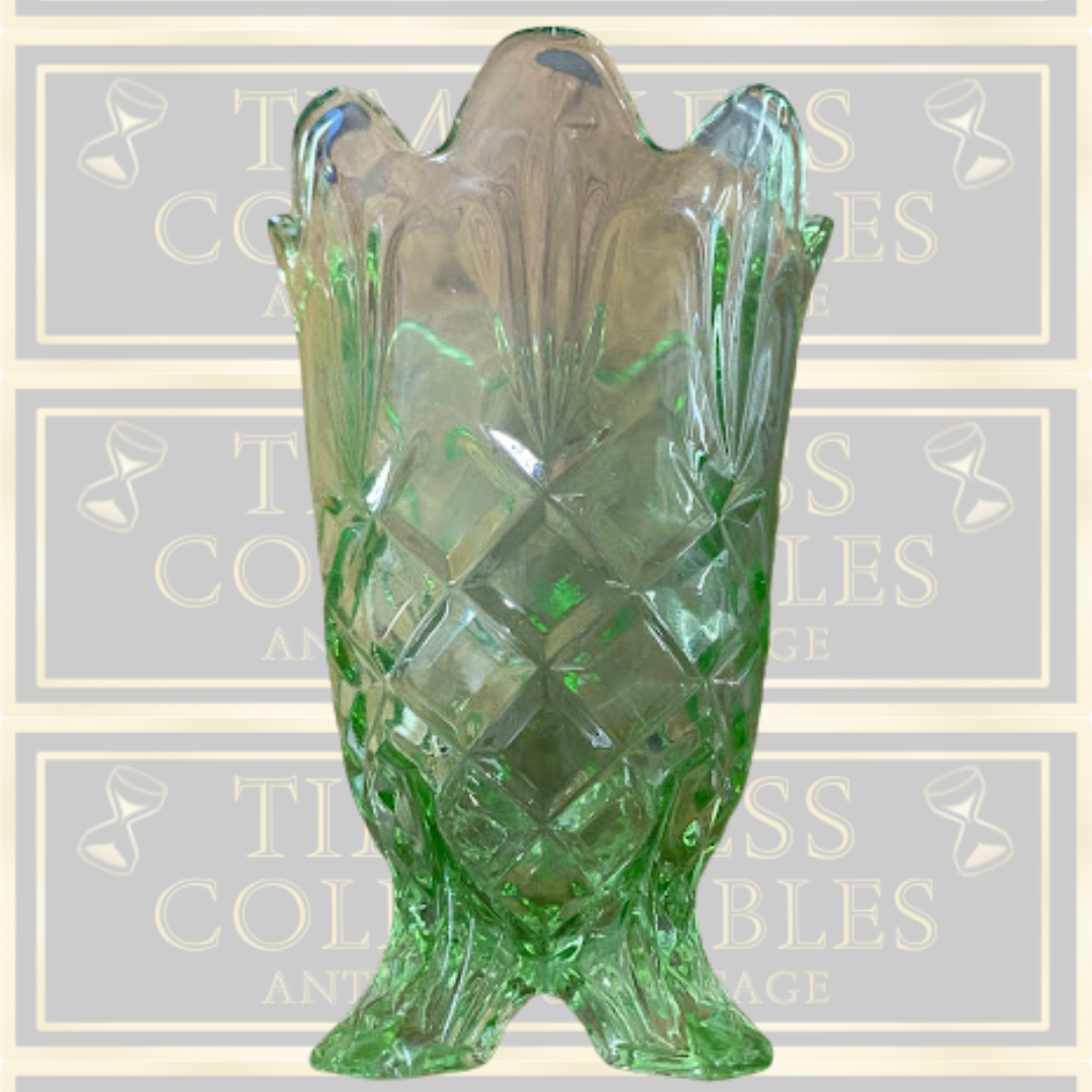 Art Deco Sowerby Large Green Glass Vase