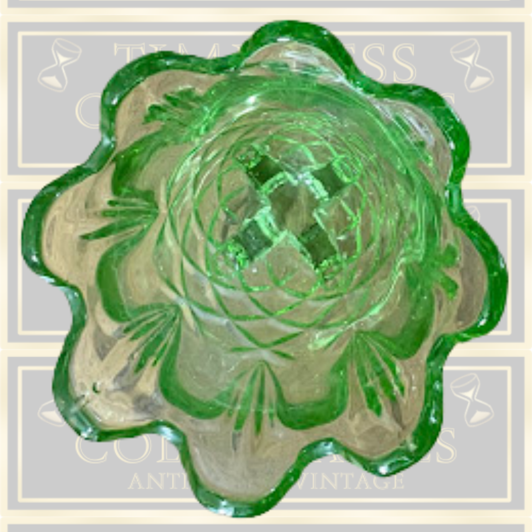 Art Deco Sowerby Large Green Glass Vase