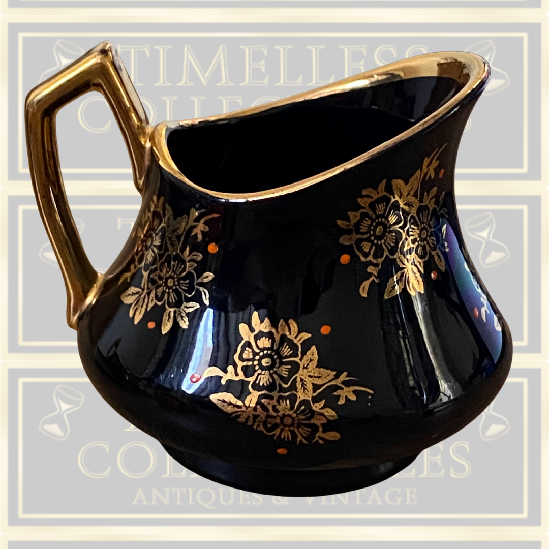 Vintage Black Cream And Sugar Set