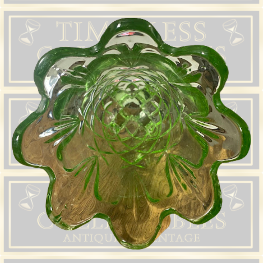 Art Deco Sowerby Large Green Glass Vase