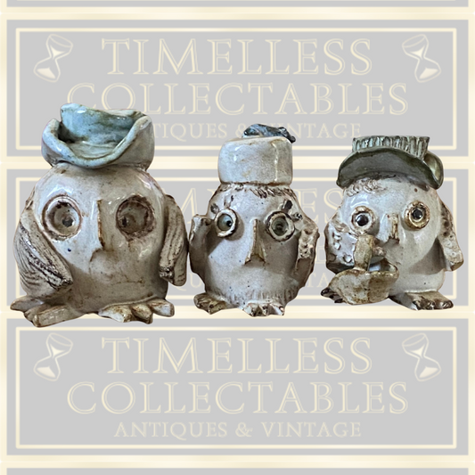 Vintage Studio Pottery Owl Family