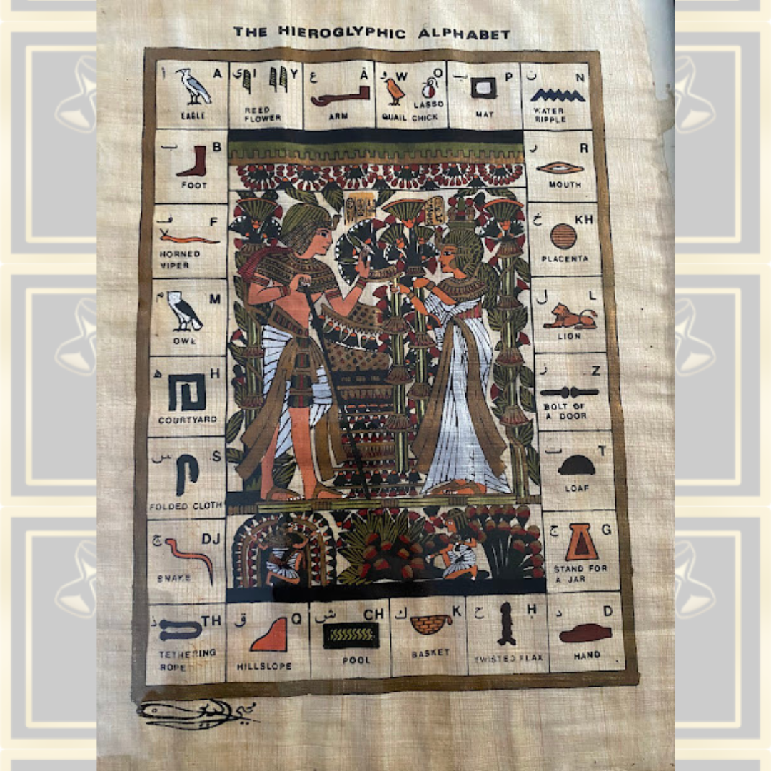 Vintage Framed Hieroglyphic Alphabet