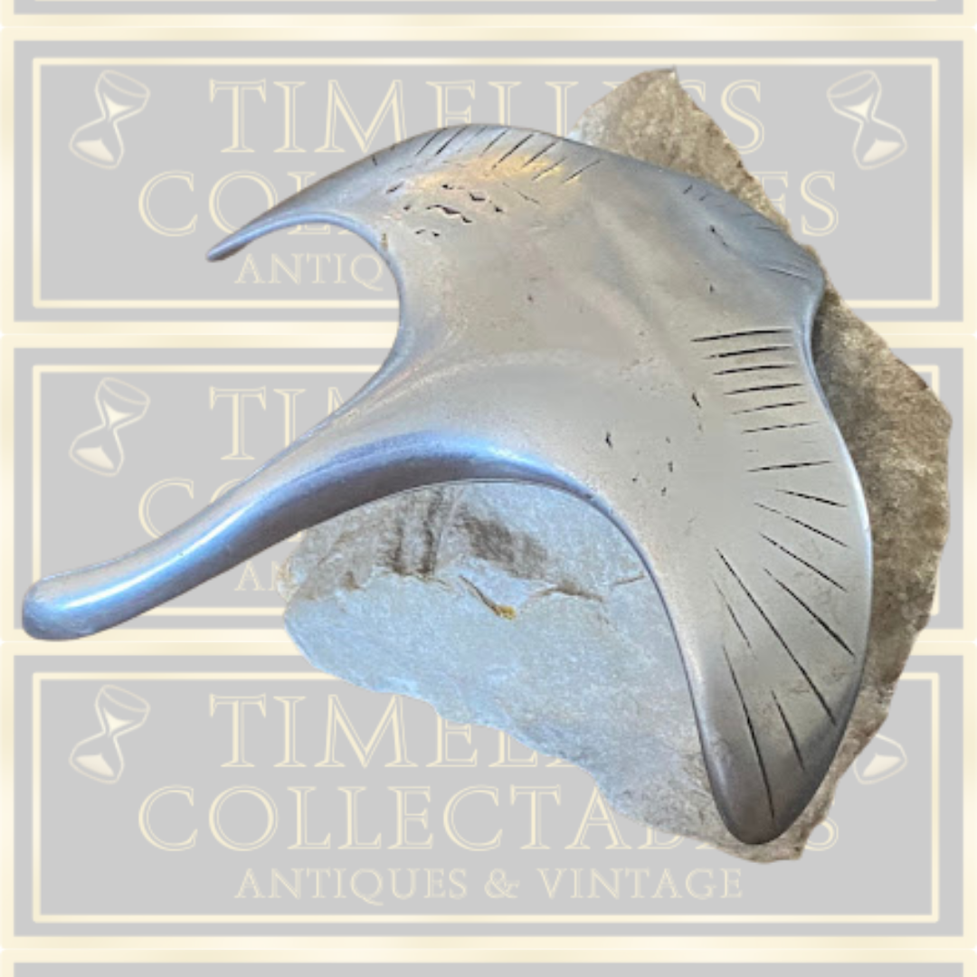 Vintage Large Stylized Metal Canada Goose Sculpture On Rock