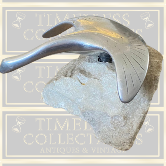 Vintage Large Stylized Metal Canada Goose Sculpture On Rock