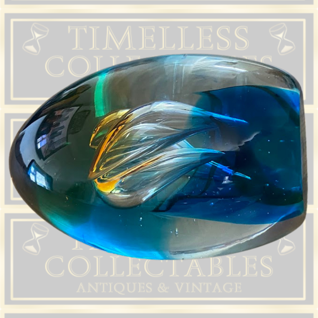 Large Art Glass Teardrop Paperweight