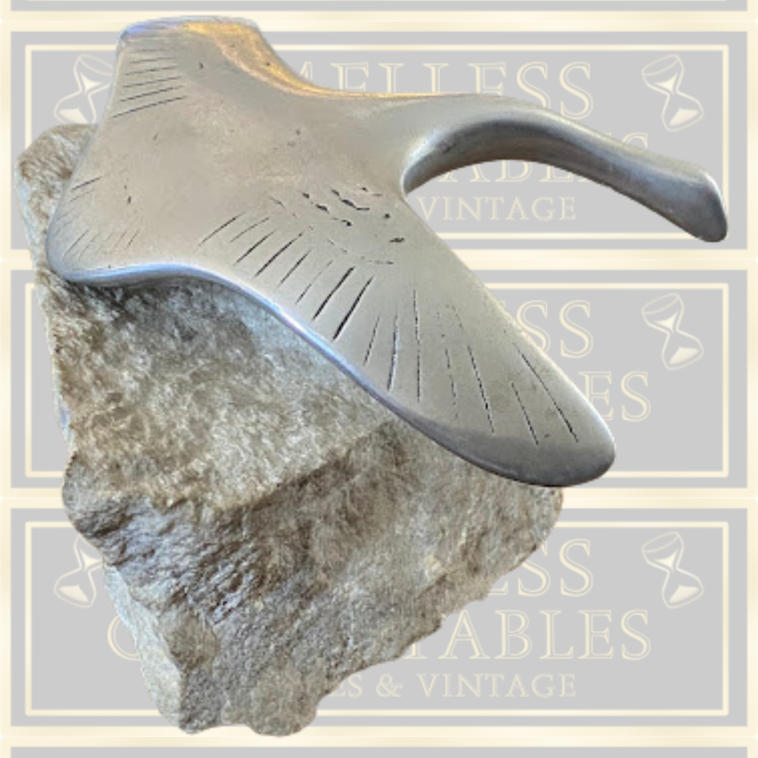 Vintage Large Stylized Metal Canada Goose Sculpture On Rock
