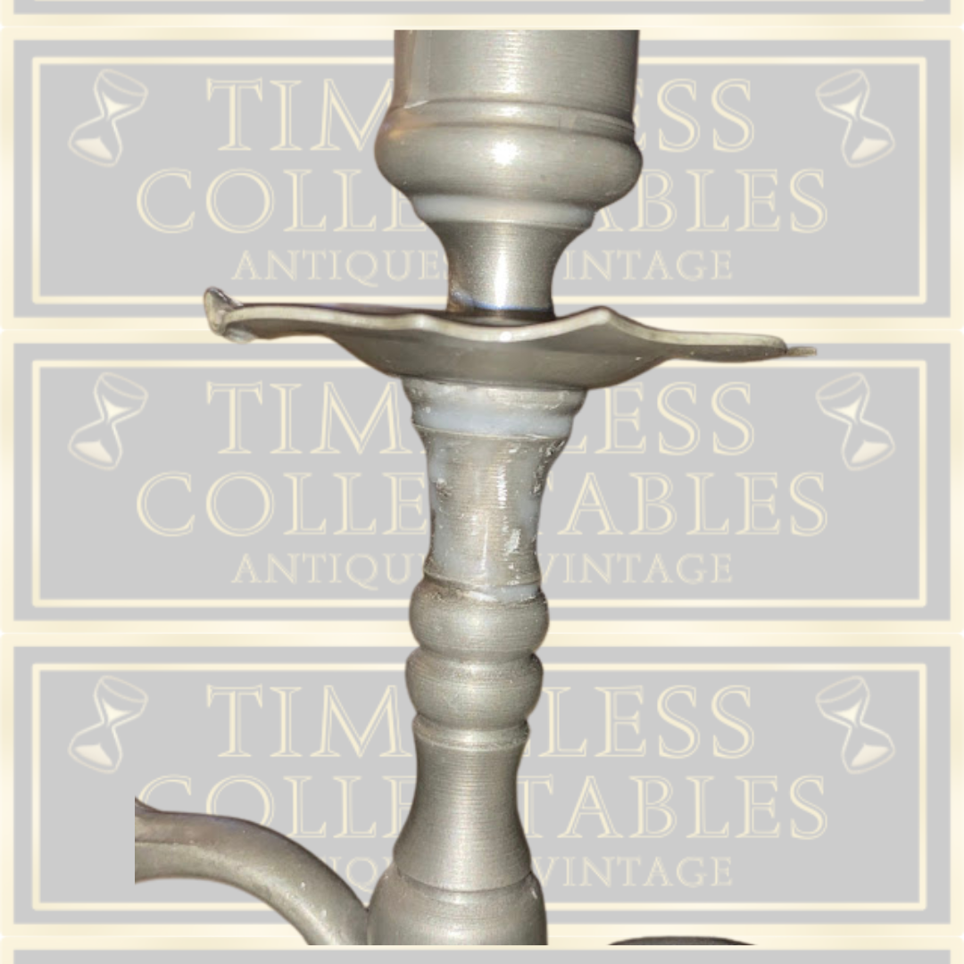 Vintage Pewter Three Arm Stem Candelabra