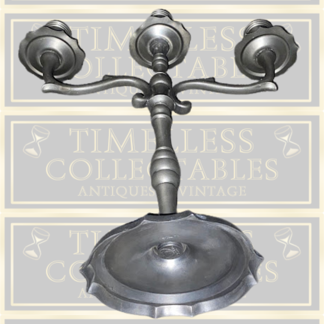 Vintage Pewter Three Arm Stem Candelabra