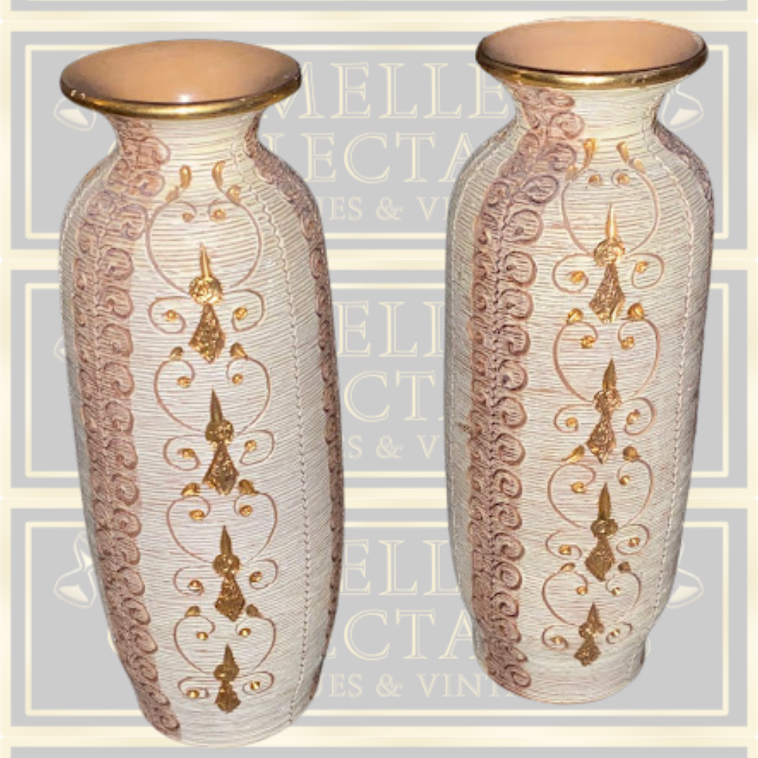 Vintage Pair Bitossi Sgraffito Design large Pottery Vases
