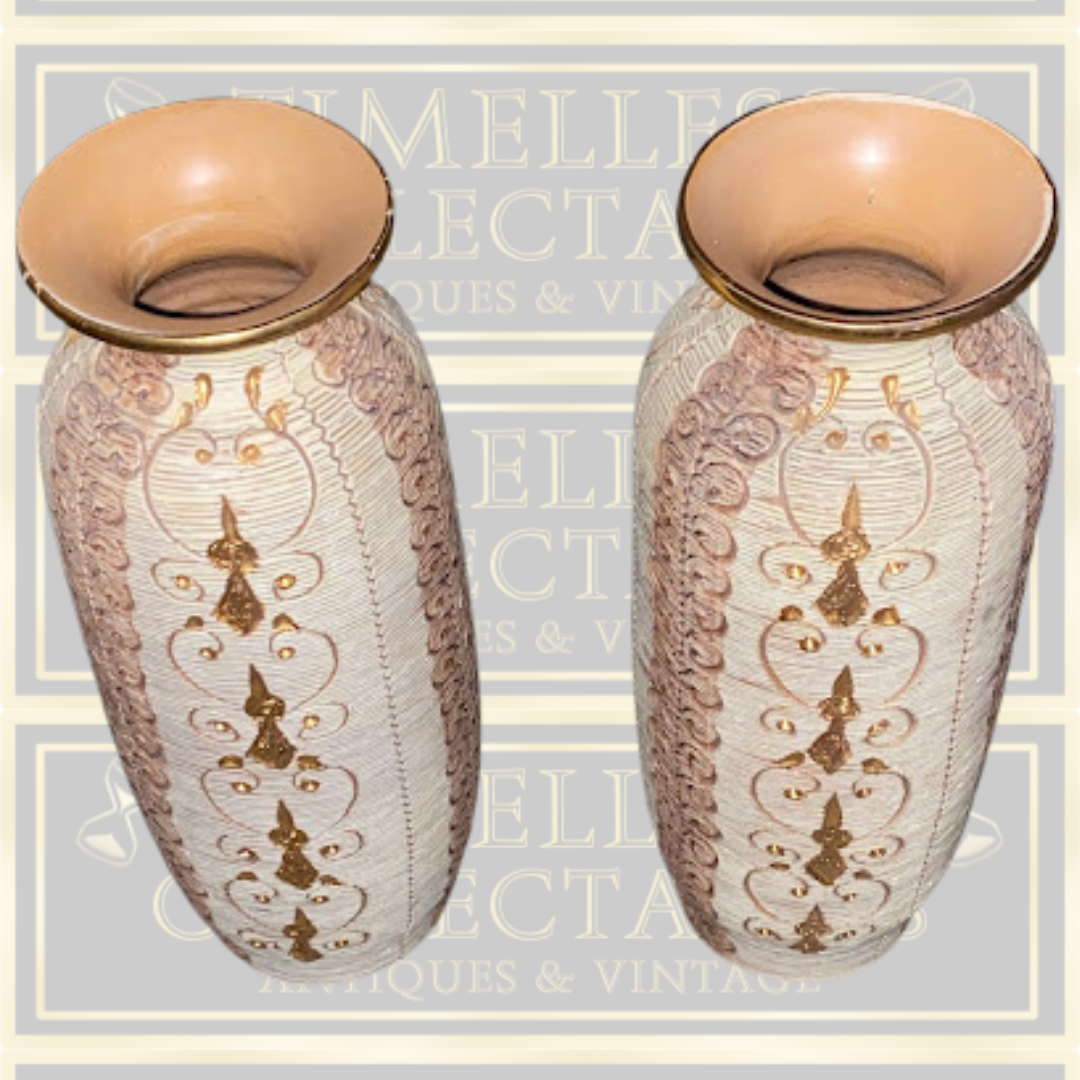 Vintage Pair Bitossi Sgraffito Design large Pottery Vases