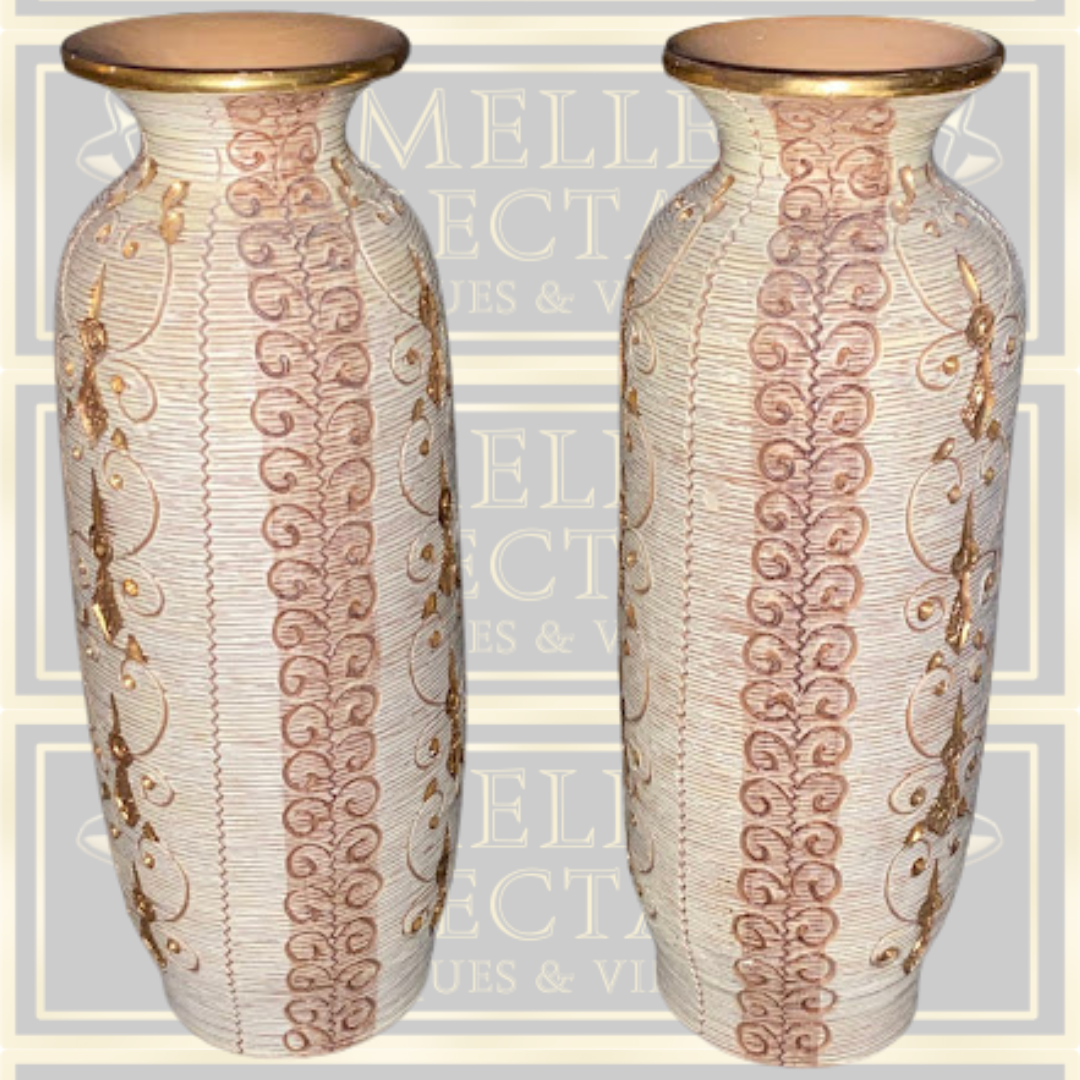 Vintage Pair Bitossi Sgraffito Design large Pottery Vases