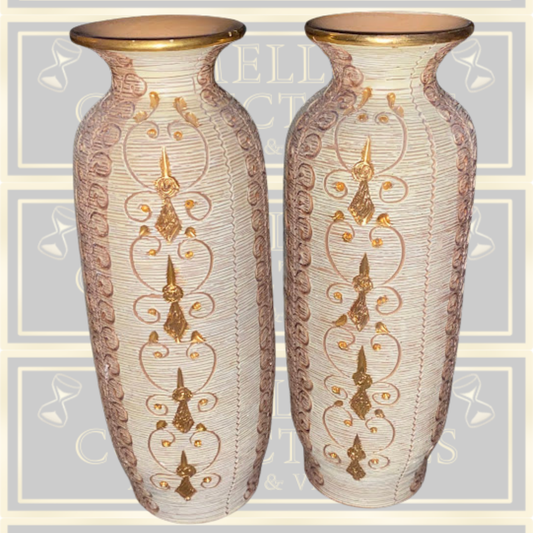 Vintage Pair Bitossi Sgraffito Design large Pottery Vases