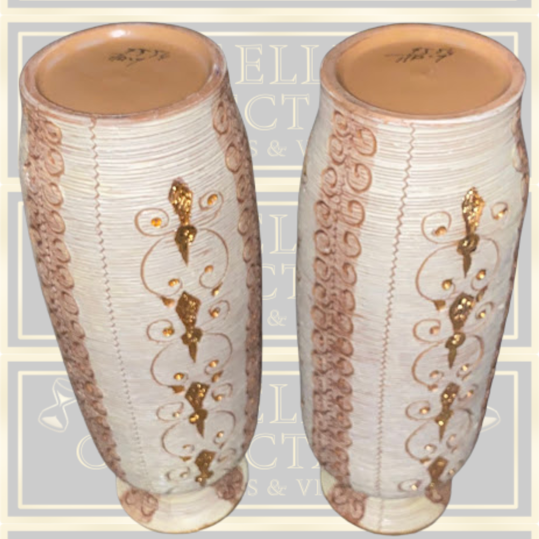 Vintage Pair Bitossi Sgraffito Design large Pottery Vases