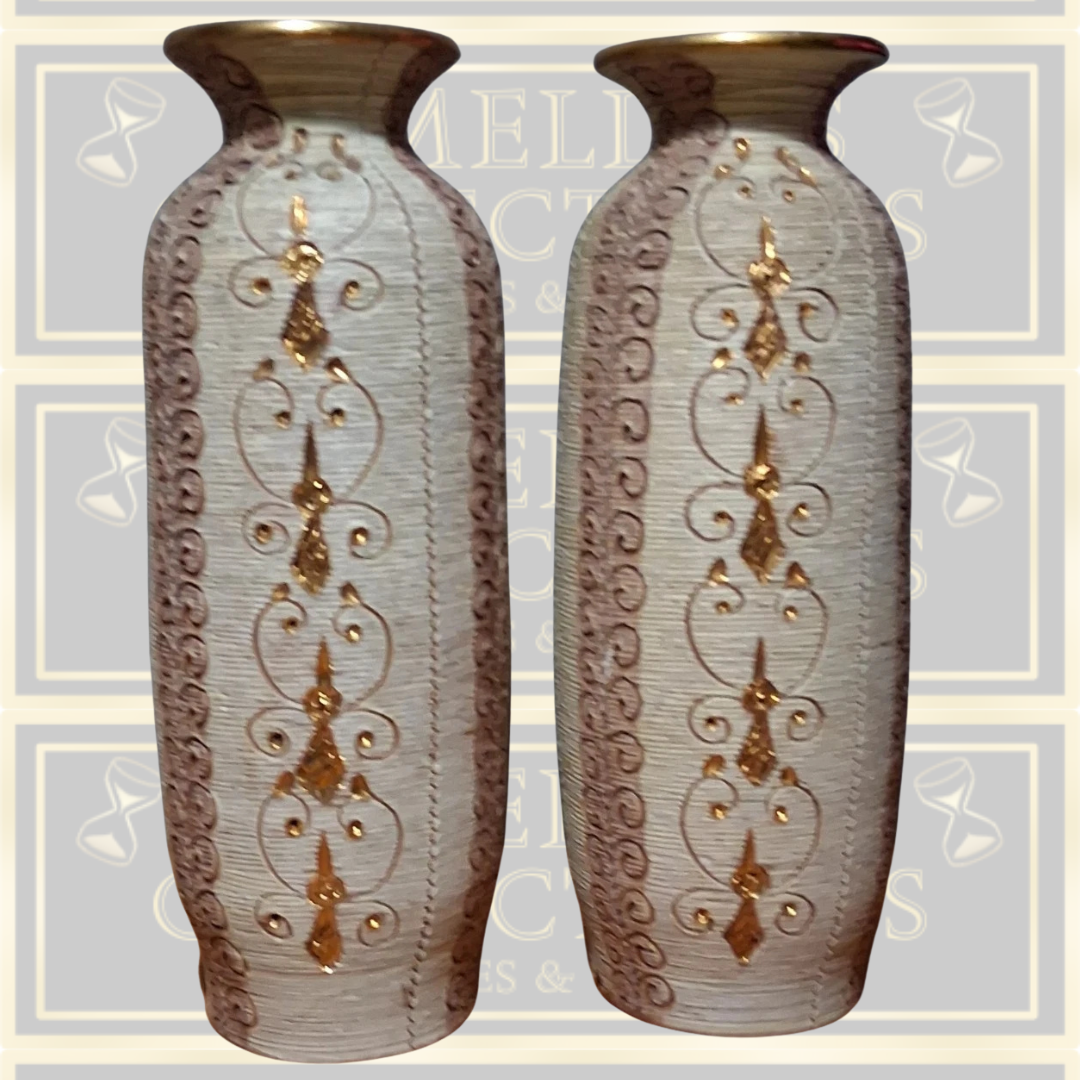 Vintage Pair Bitossi Sgraffito Design large Pottery Vases