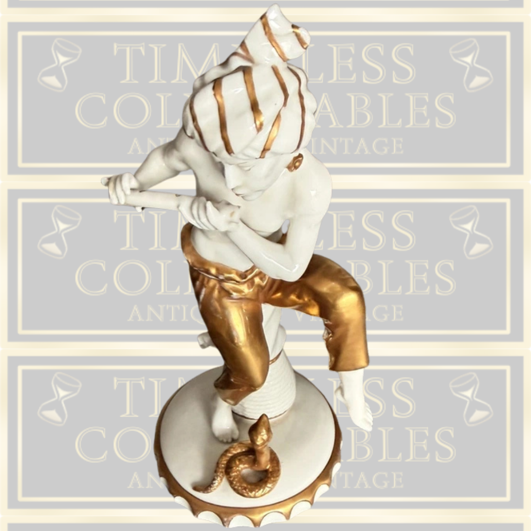 Antique Sitzendorf Porcelain Snake Charmer