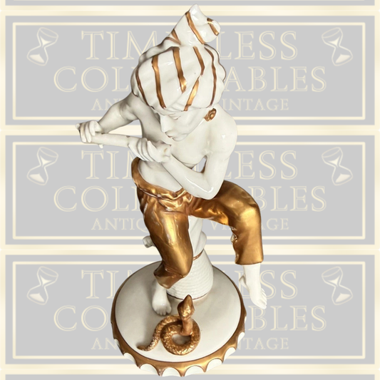 Antique Sitzendorf Porcelain Snake Charmer