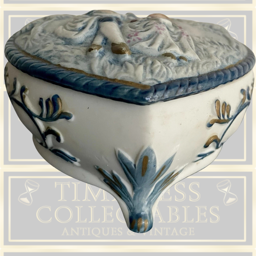 Vintage Japanese Porcelain Trinket Dish With Lid