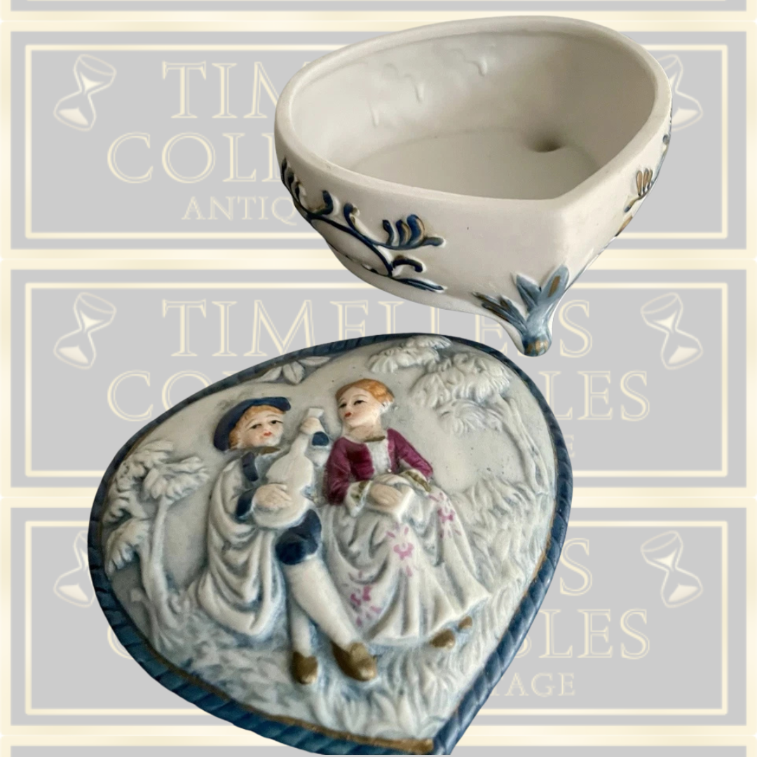 Vintage Japanese Porcelain Trinket Dish With Lid