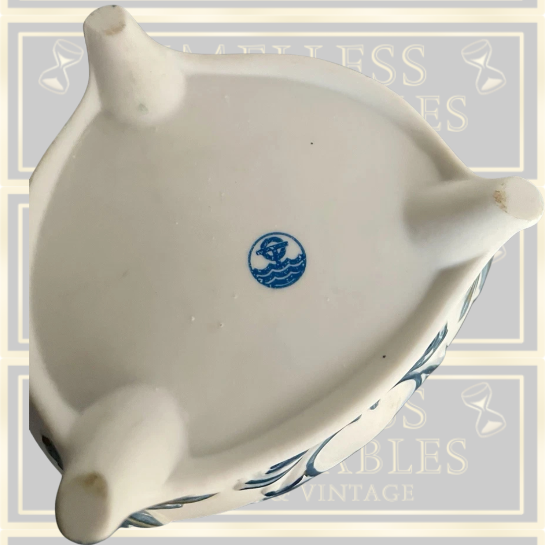 Vintage Japanese Porcelain Trinket Dish With Lid