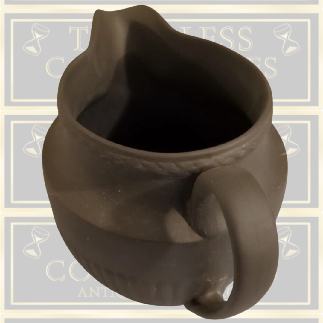 Vintage Basalt Black Wedgwood Fluted Pitcher