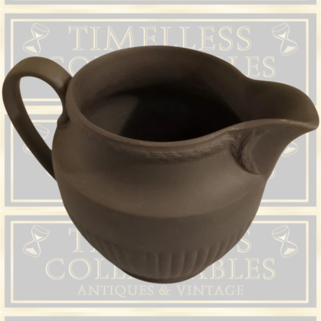 Vintage Basalt Black Wedgwood Fluted Pitcher