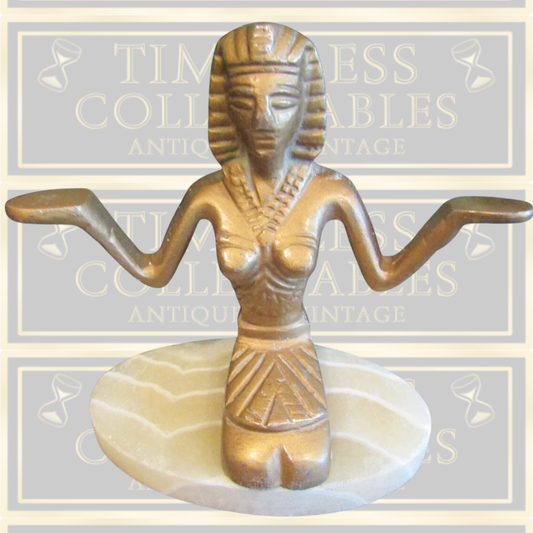 Vintage Egyptian Goddess/Pharaoh Brass Sculpture