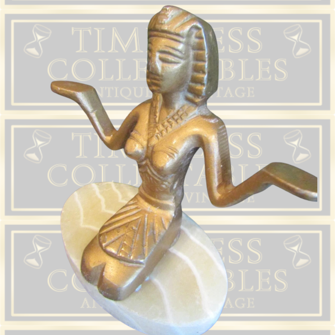 Vintage Egyptian Goddess/Pharaoh Brass Sculpture