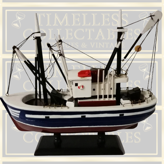 Vintage Wooden Desk Model Trawler Boat