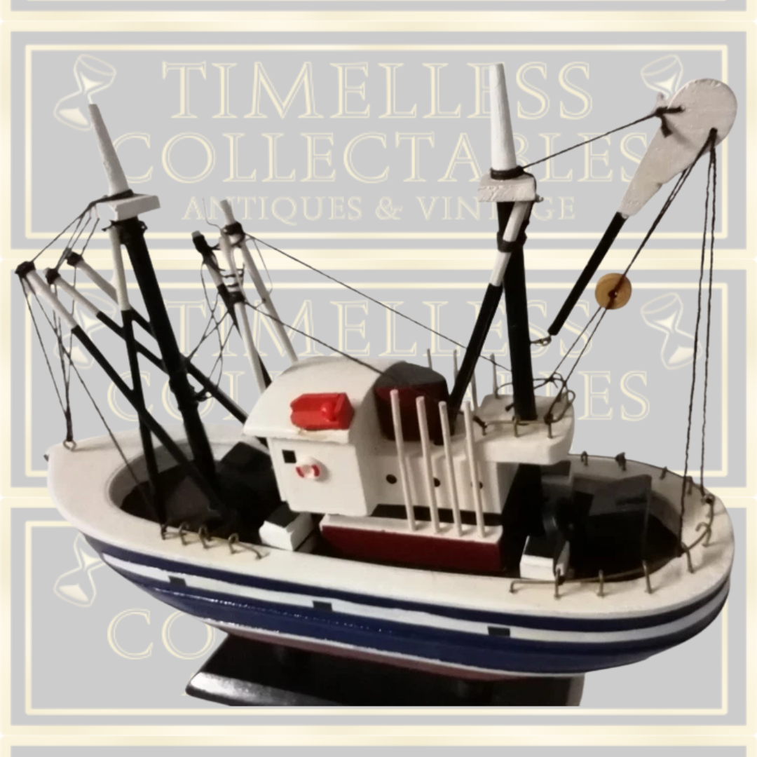 Vintage Wooden Desk Model Trawler Boat