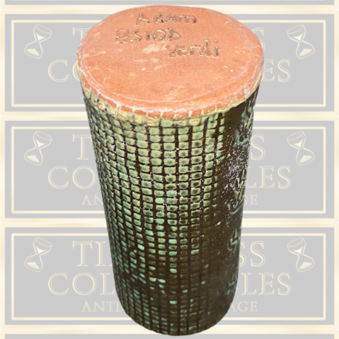 Antique Italian Horse Embossed Green Vase