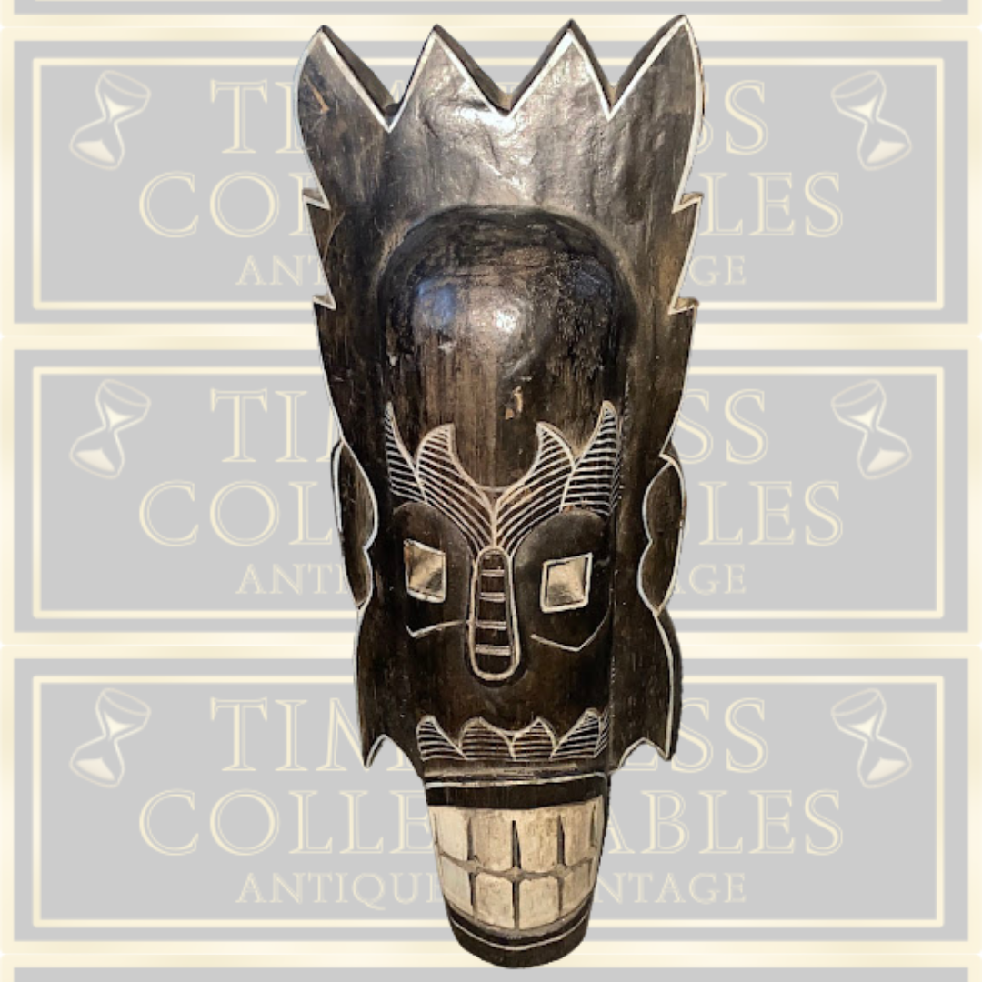 Vintage African Wooden Carved Masai Tribal Mask